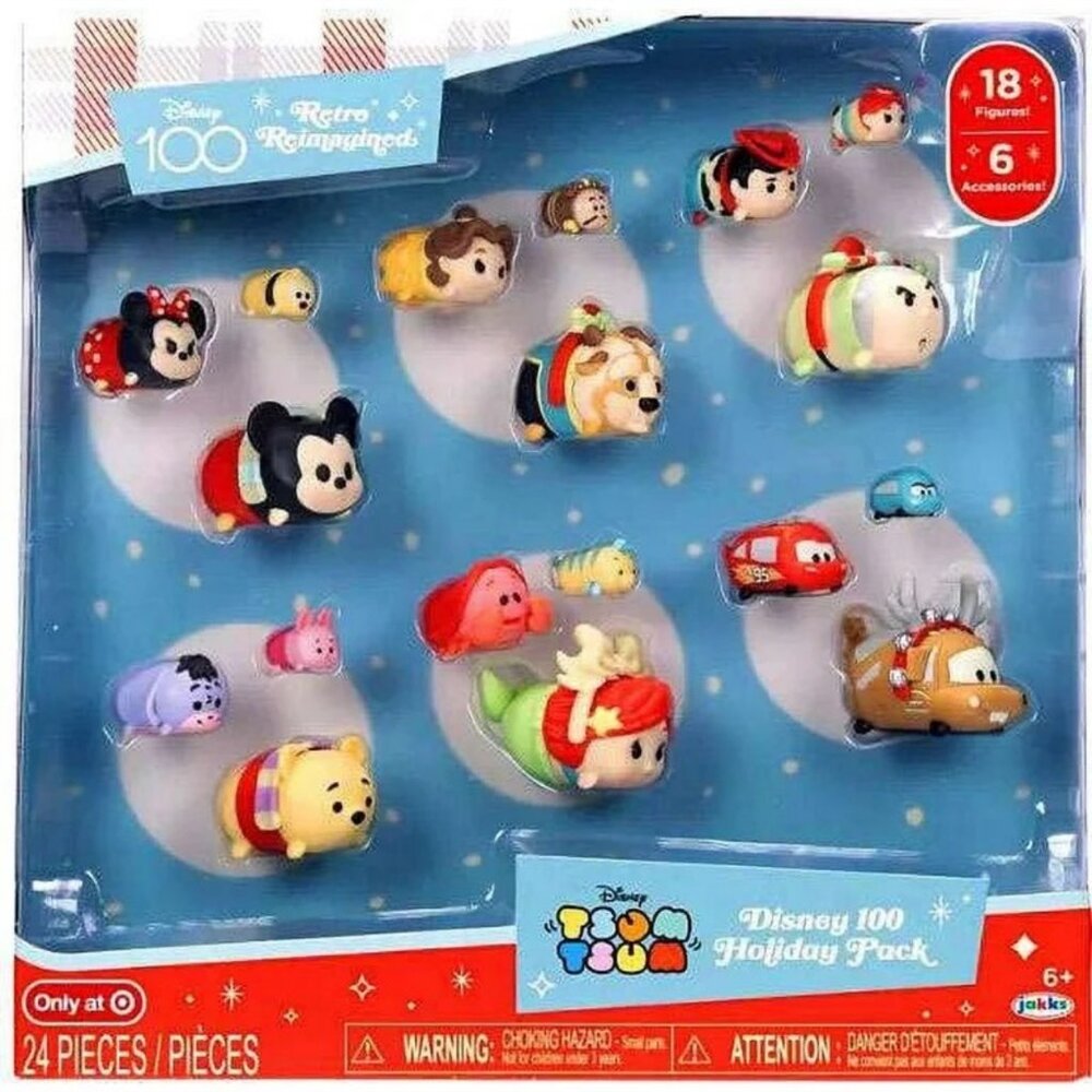 Disney 100 Years of Wonder Retro Reimagined Holiday Tsum Tsum Play Set NWT‎